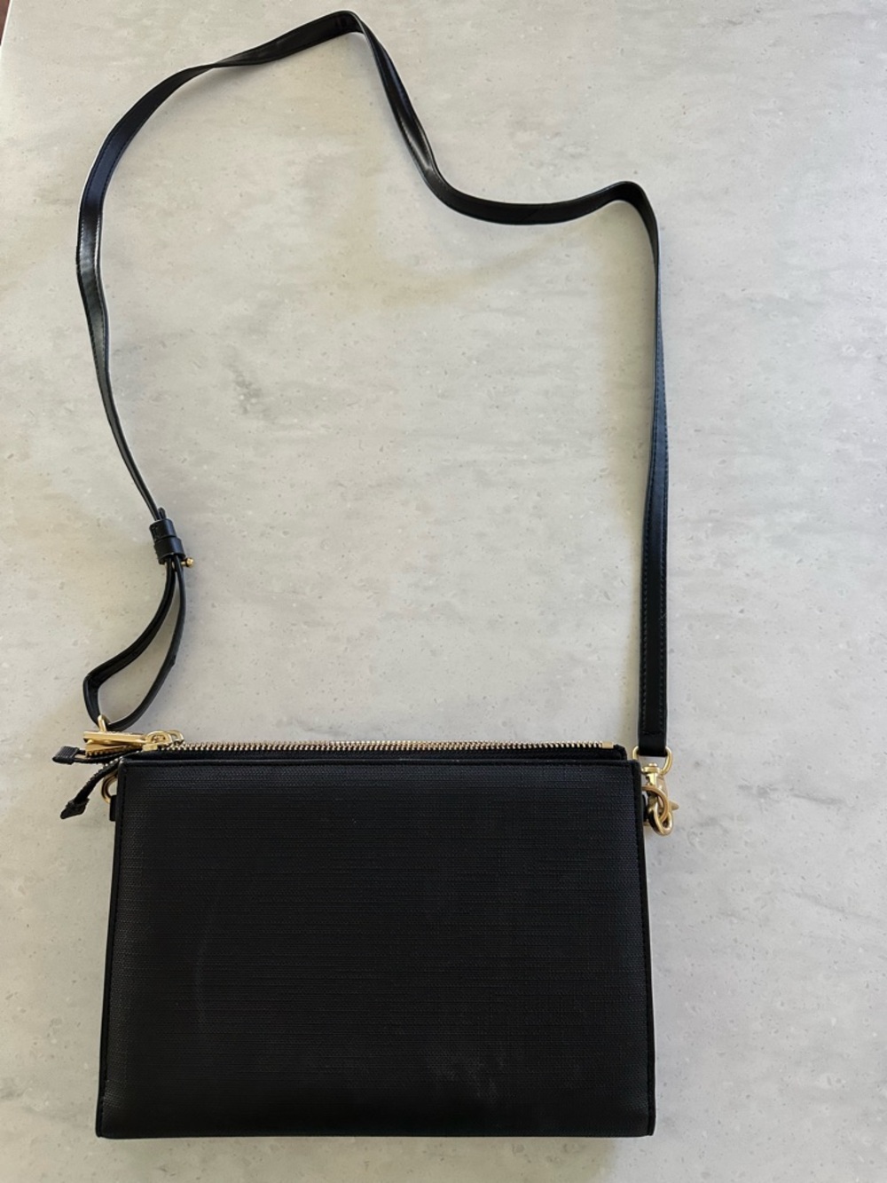 Dagne Dover Black Crossbody Wallet Bag with Gold Hardware